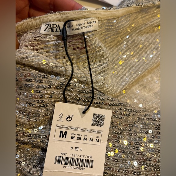 Zara Sequin Deep V Bodysuit Size M - Picture 4 of 5